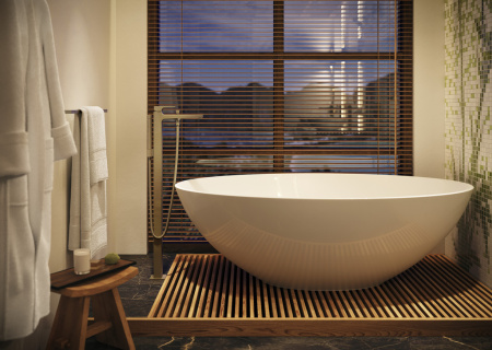 Смеситель для ванны напольный Hansgrohe Metropol 32532140 шлифованная бронза