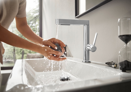 Смеситель для раковины с донным клапаном Push-Open Hansgrohe Finoris 76063000 хром