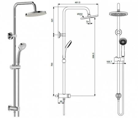 Душевая стойка с переключением Vidima Balance BA273AA
