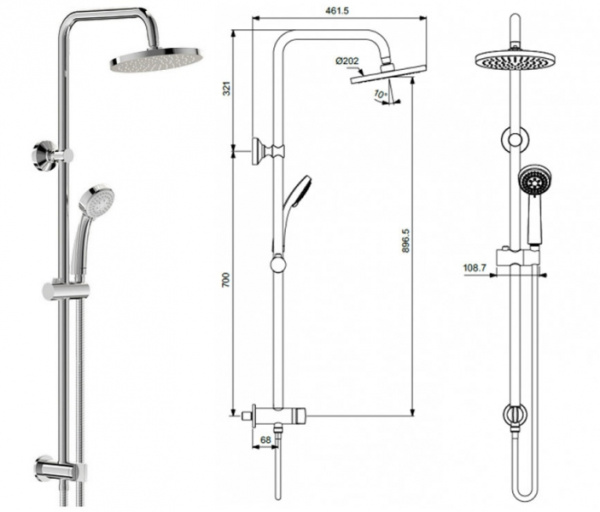 Душевая стойка с переключением Vidima Balance BA273AA