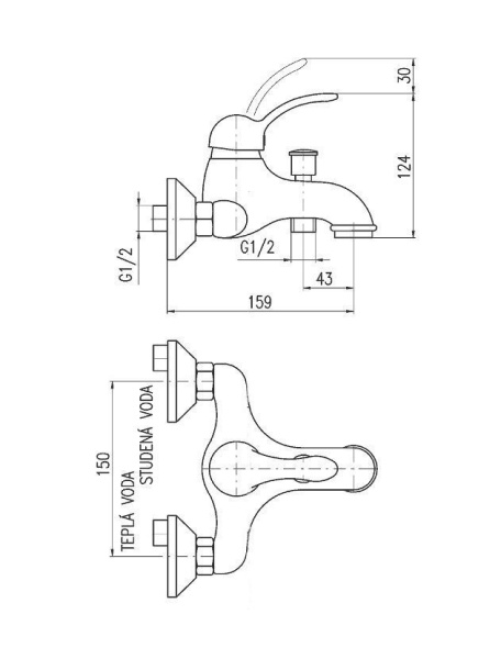 Смеситель для ванны Rav Slezak Labe L454.5SM