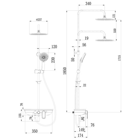 Смеситель для ванны и душа Lemark Tropic (LM7012BL)