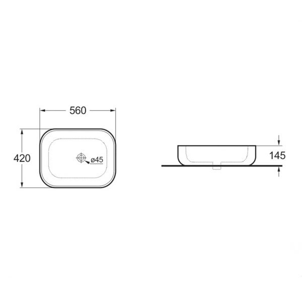 Раковина накладная (46х42) Vincea VBS-107 белый