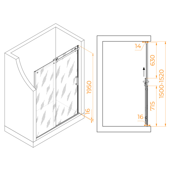 Душевая дверь 150 см RGW Tornado TO-14 02071415-11 прозрачное