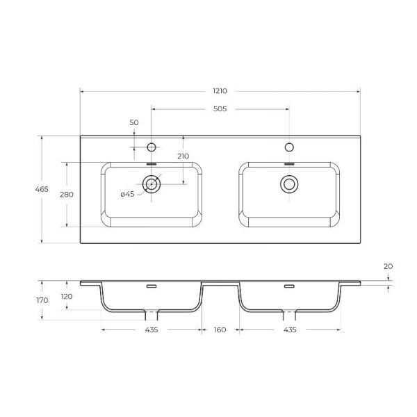 Раковина BelBagno BB1200-2-ETL