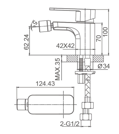 Смеситель для биде WONZON & WOGHAND ARNIE, черный матовый WW-695001-MB