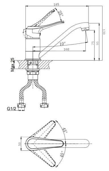 Смеситель для кухни RUSH Jawa JA0735-25