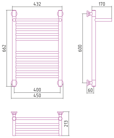 Полотенцесушитель Водяной Сунержа Богема с полкой + (60х40) Состаренная Латунь 051-0223-6040