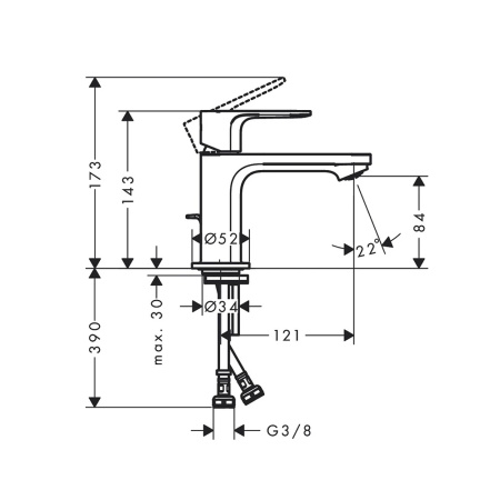 Смеситель для раковины без донного клапана CoolStart Hansgrohe Rebris S 72514000 хром