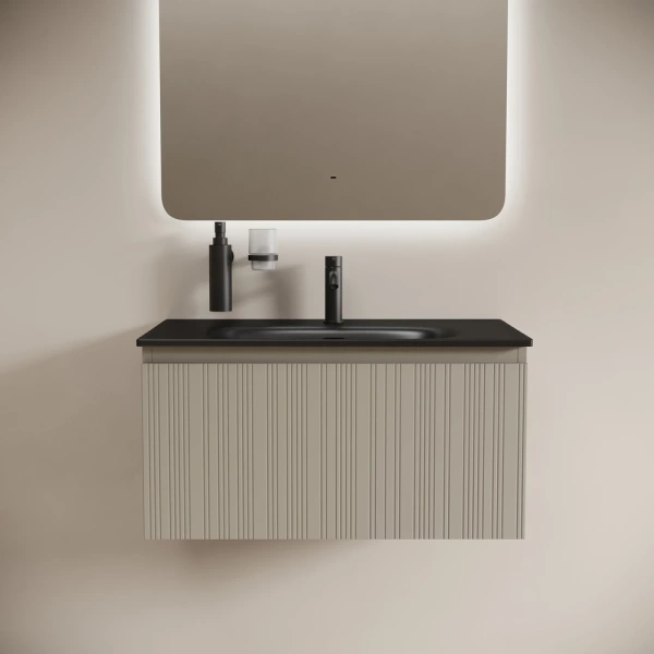 Тумба без раковины подвесная Sancos Code CD80GP серая платина матовый