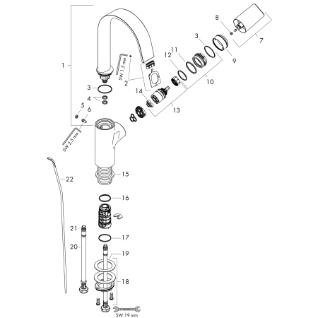Смеситель для раковины без донного клапана Hansgrohe Vivenis 75032000 хром