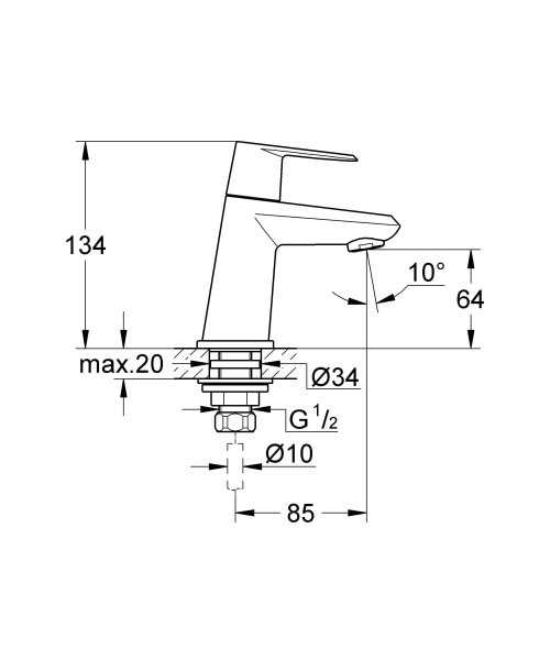 Вертикальный вентиль для раковины Grohe Eurodisc Cosmopolitan 23051 002 (23051002) хром 