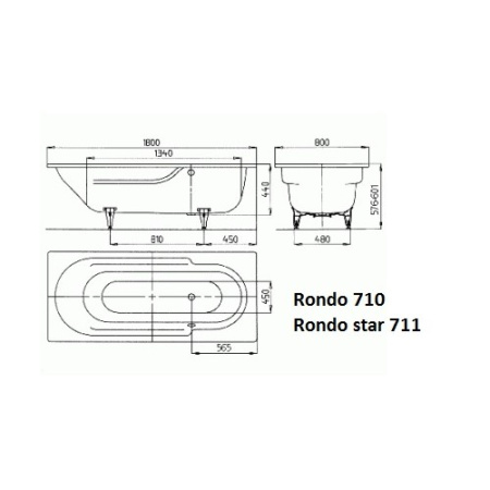 Стальная ванна Kaldewei Rondo Star 711 Standard (180х80) 221800010001