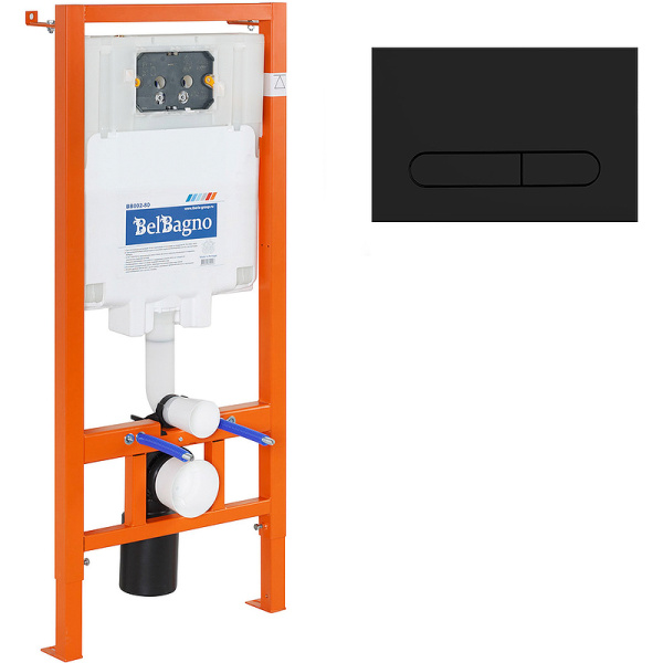 Комплект унитаза с инсталляцией BelBagno BB062CHR-MB/BB062SC-MB/BB002-80/BB007-PR-NERO.M