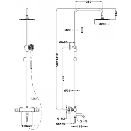 Душевая система Teka Manacor 841480200