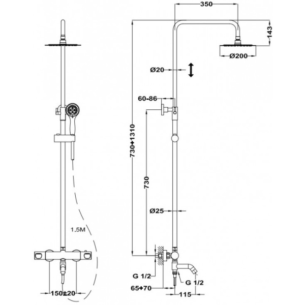 Душевая система Teka Manacor 841480200