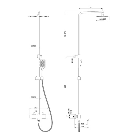 Душевая система с термостатом Oliveeka DOL-739901-CR, хром