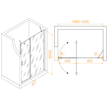 Душевая дверь 140 см RGW Hotel HO-014-Gr 350601414-110 прозрачное