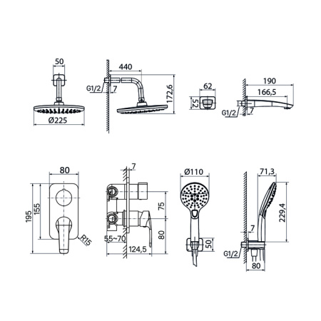 Душевой комплект Iddis Ray RAYSB03i68