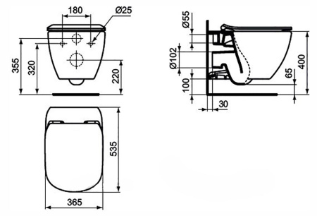 Комплект инсталляция + унитаз Ideal Standard Tesi T387201