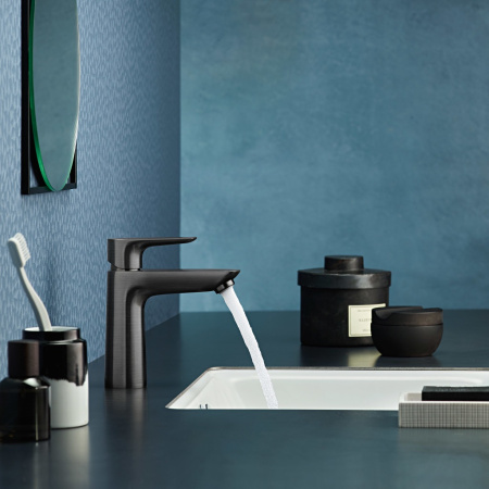 Смеситель для раковины без донного клапана CoolStart Hansgrohe Talis E 71714340 шлифованный черный хром