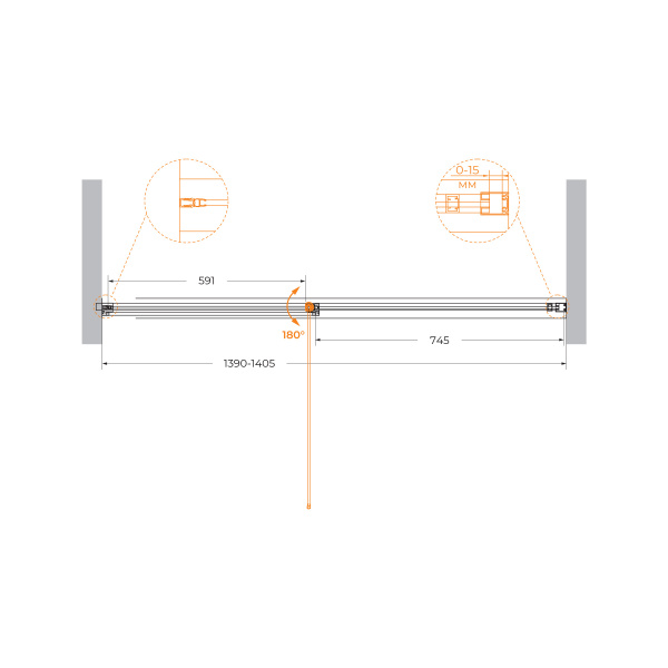 Душевая дверь (140х195) CEZARES URBAN URBAN-B-12-140-C-NERO
