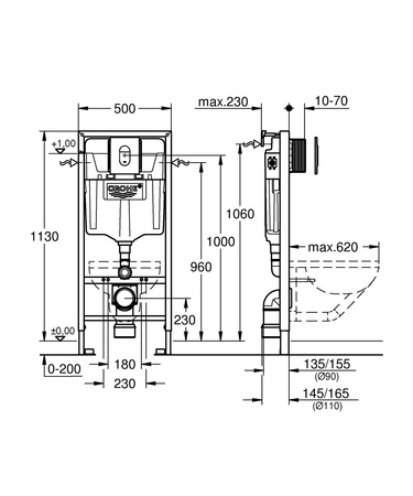 Комплект Grohe Essence инсталляция + унитаз с сиденьем микролифт (120130)