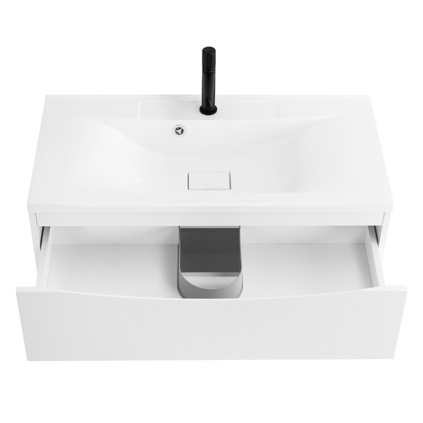 Тумба  под раковину подвесная с двумя выкатными ящиками BelBagno MARINO-1100-2C-SO-BO-P Bianco Opaco