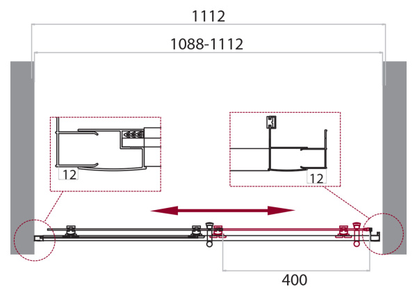 Душевая дверь (110х195) BelBagno UNO-195-BF-1-110-P-Cr