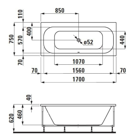 Ванна акриловая Laufen Solutions 2.2353.5.000.605.1