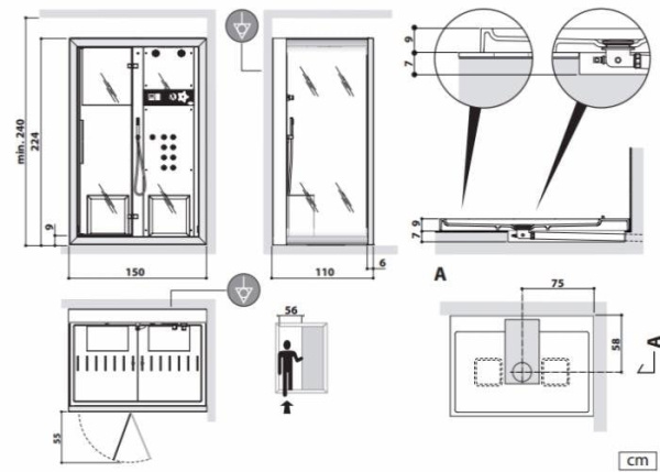 Душевая кабина Jacuzzi Frame 9448-272A