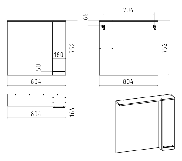 Зеркало-шкаф (80х75) Misty Крафт 80 правый П-Кра-02080-011П