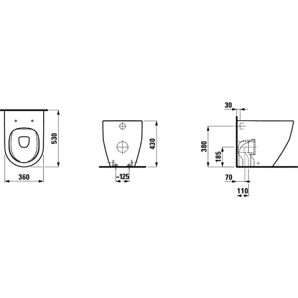 Унитаз приставной Laufen Pro Rimless 8.2295.6.000.000.1