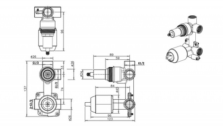 Внутреняя часть для смесителя Bravat Built-in D982CP-B-ENG