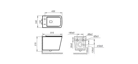 Унитаз подвесной безободковый Art&Max TECHNO AM9310CHR (без сиденья)