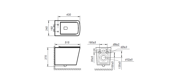 Унитаз подвесной безободковый Art&Max TECHNO AM9310CHR (без сиденья)