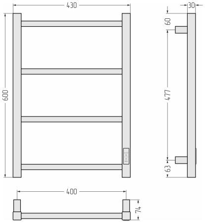 Полотенцесушитель Стилье Формат 26 (600х400) 31526-6040 правый