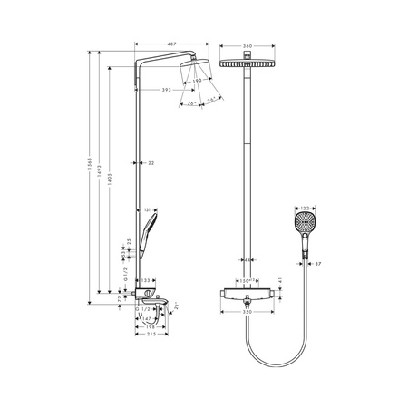 Душевая система с термостатом для ванны Hansgrohe Raindance Select E 360 Showerpipe 1jet 27113000 хром 