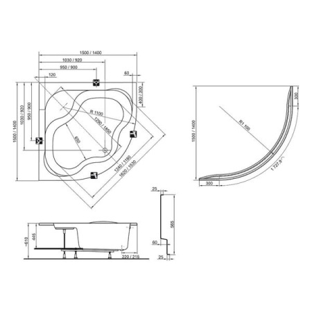 Ванна акриловая (140х140) Ravak Gentiana CF01000000