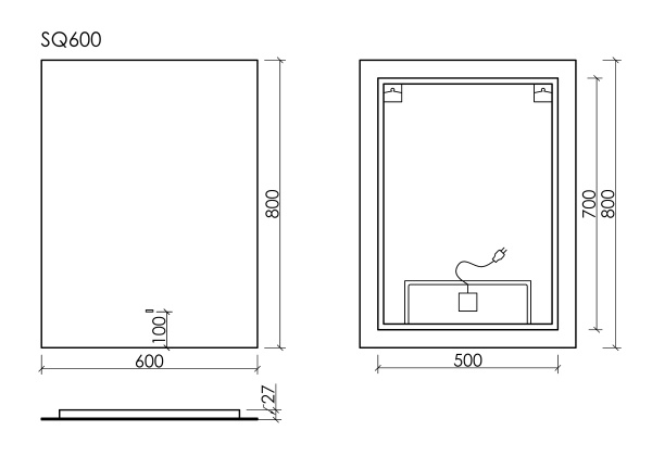 Зеркало с подсветкой Sancos  Square (60х80) SQ600