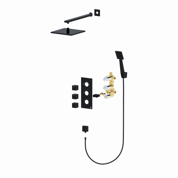 Душевая система встроенная с термостатом Timo Tetra-thermo черный SX-0179/03SM