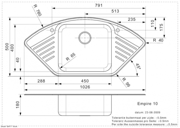 Мойка кухонная Reginox Empire R10 (1026х500) Lux 2058