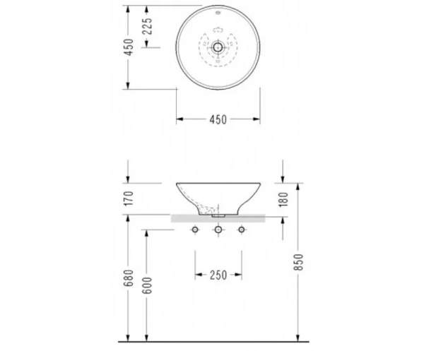 Раковина накладная (45х45)  Serel 2002