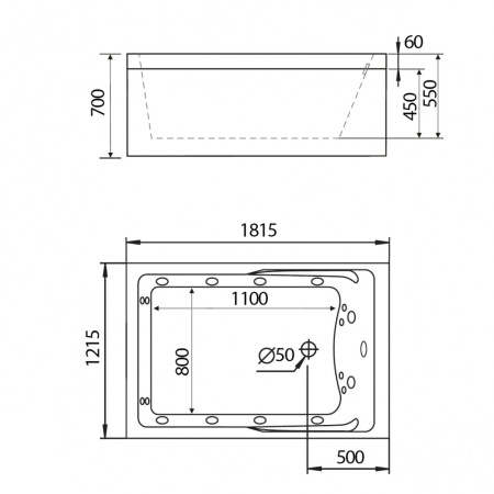 Акриловая ванна (181х121) Gemy G9061 B L с гидромассажем, левая