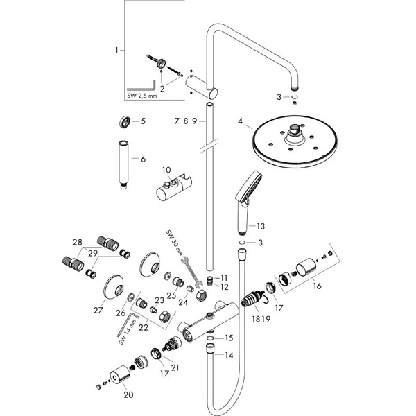 Душевая система Hansgrohe Vernis Blend, Showerpipe 240 1jet 26426670 черный матовый