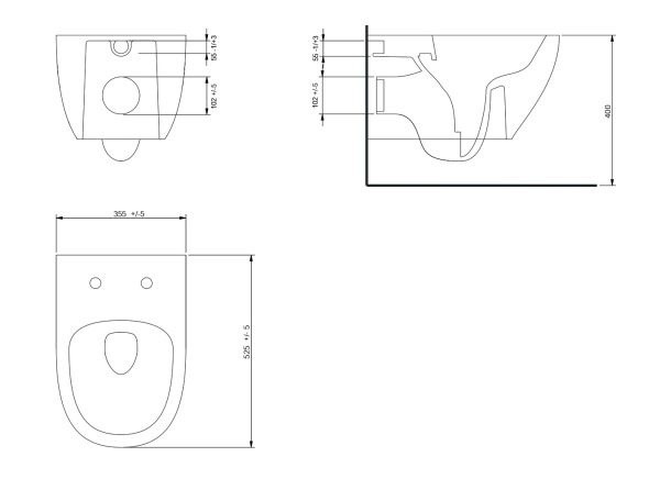 Подвесной безободковый унитаз с сиденьем микролифт beWash Bogen 88303270