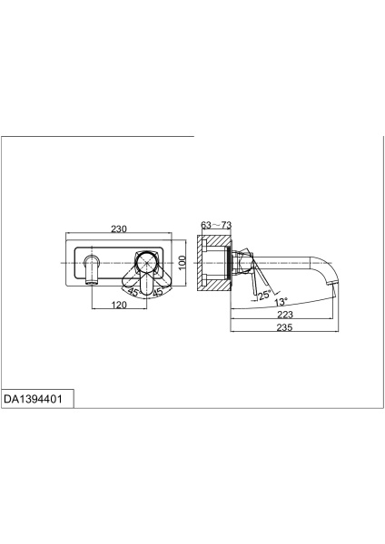 Смеситель для раковины встраиваемый D&K Rhein Marx (DA1394401)