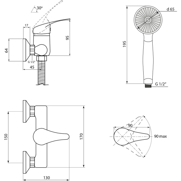 Смеситель для душа Славен Прораб  П СЛ-ОД-П40