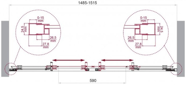 Душевая дверь BelBagno Luce LUCE-BF-2-150-C-Cr