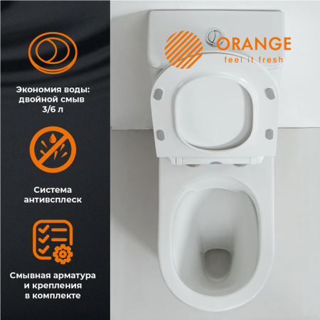 Унитаз-компакт Orange C01-000w безободковый, сиденье с микролифтом
